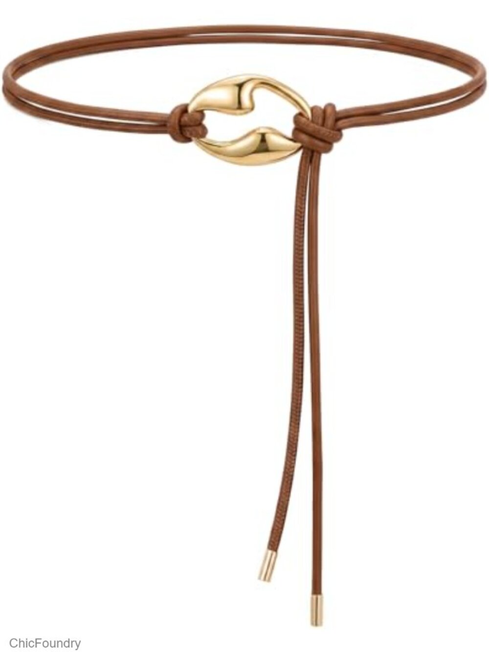 Women's Skinny Knotted Belt PU Leather Double Rope Waist Belt Alloy Buckle